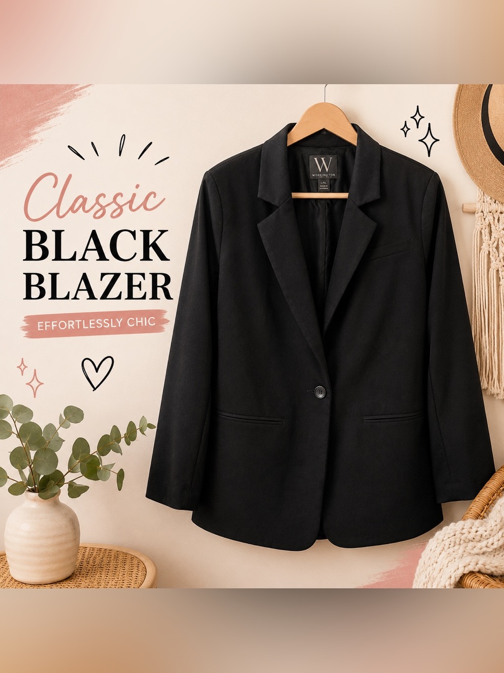 Worthington Black Single-Button Blazer
